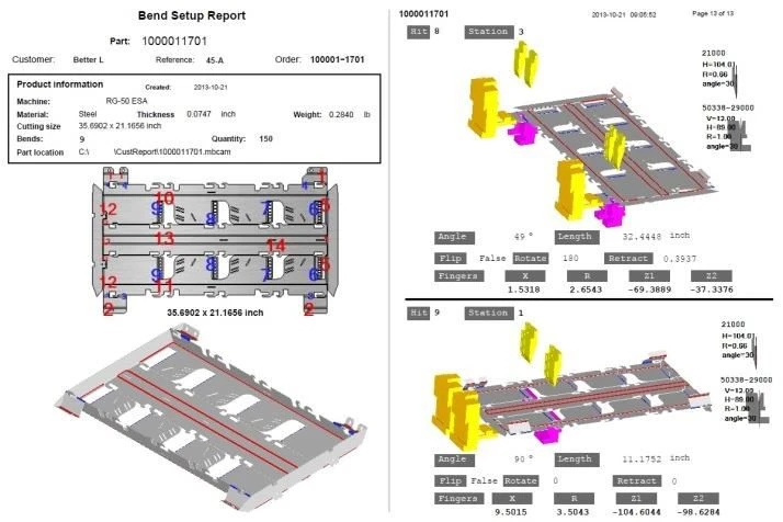 ESA S675 3D press brake bending setup report